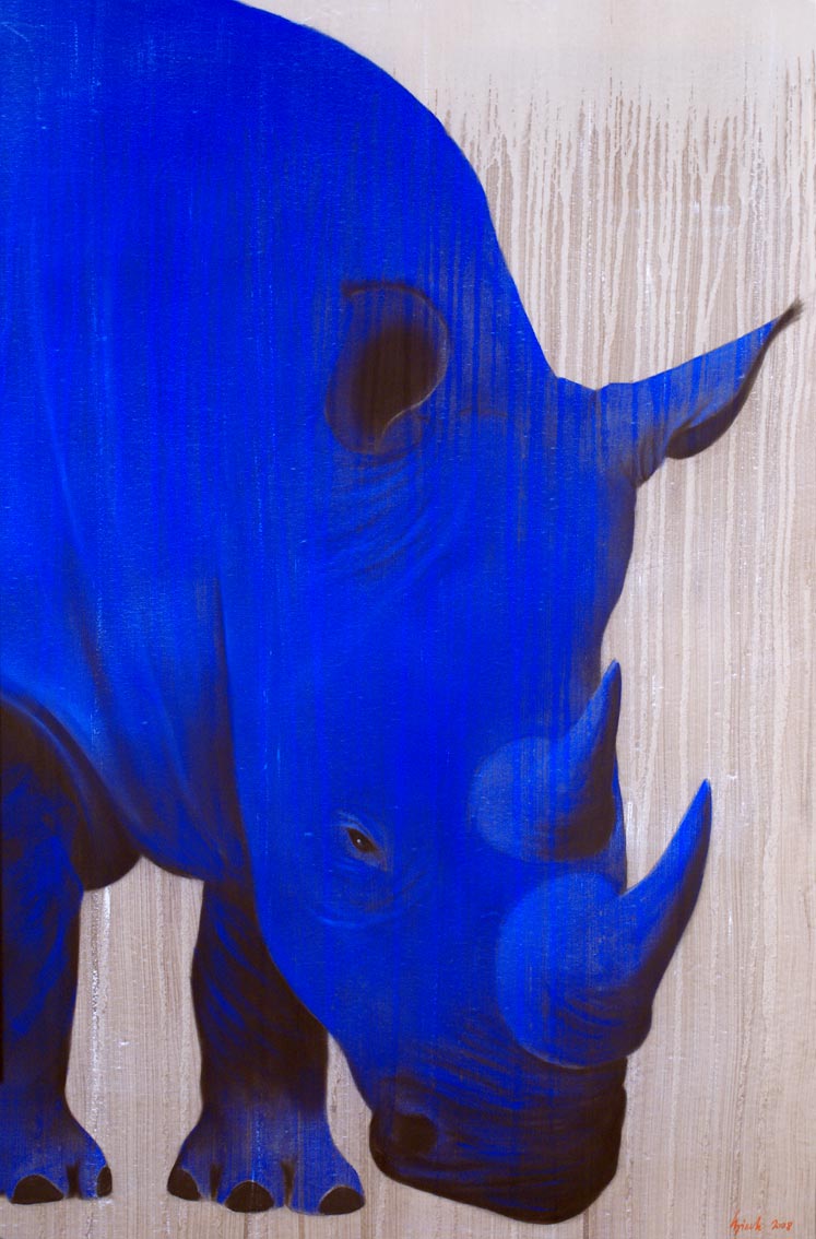 rhino painting rhinoceros animal bisch thierry artwork enlarge animals scale