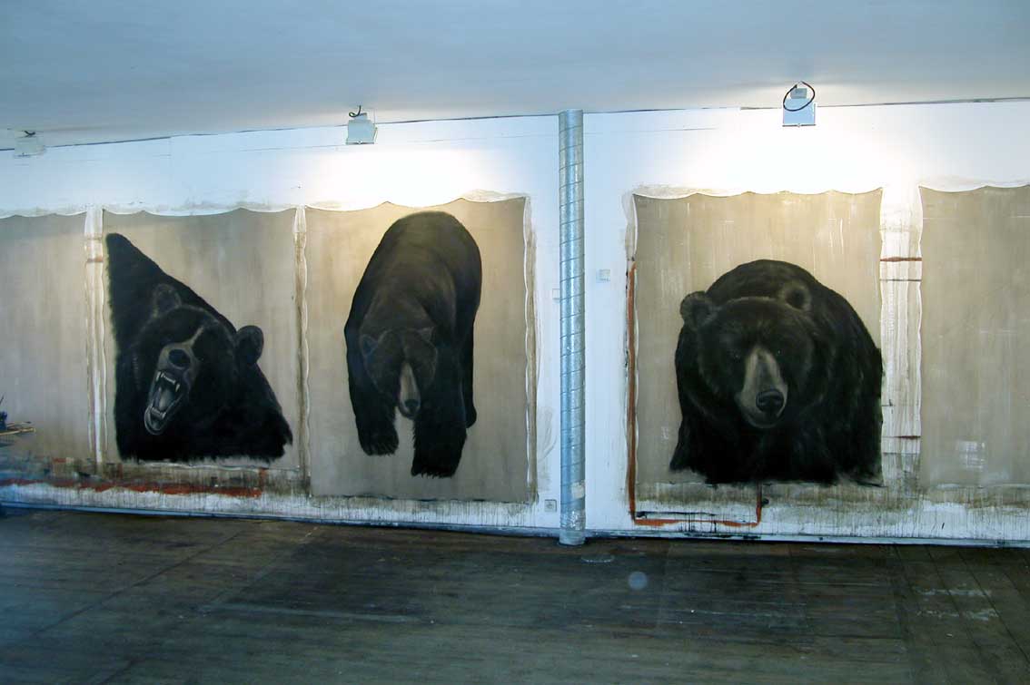 Ours Ours-ours Thierry Bisch artiste peintre contemporain animaux tableau art  nature biodiversité conservation 