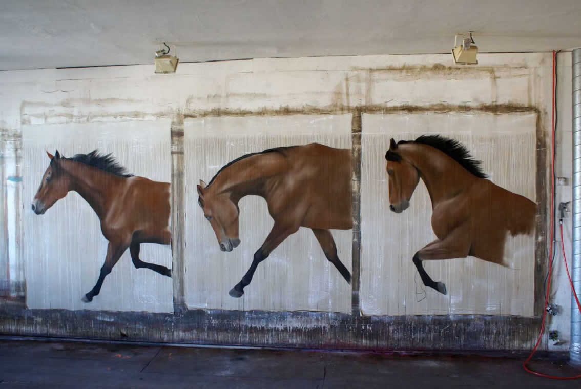 Newmac cheval-Pur-sang-arabe Thierry Bisch artiste peintre contemporain animaux tableau art  nature biodiversité conservation 