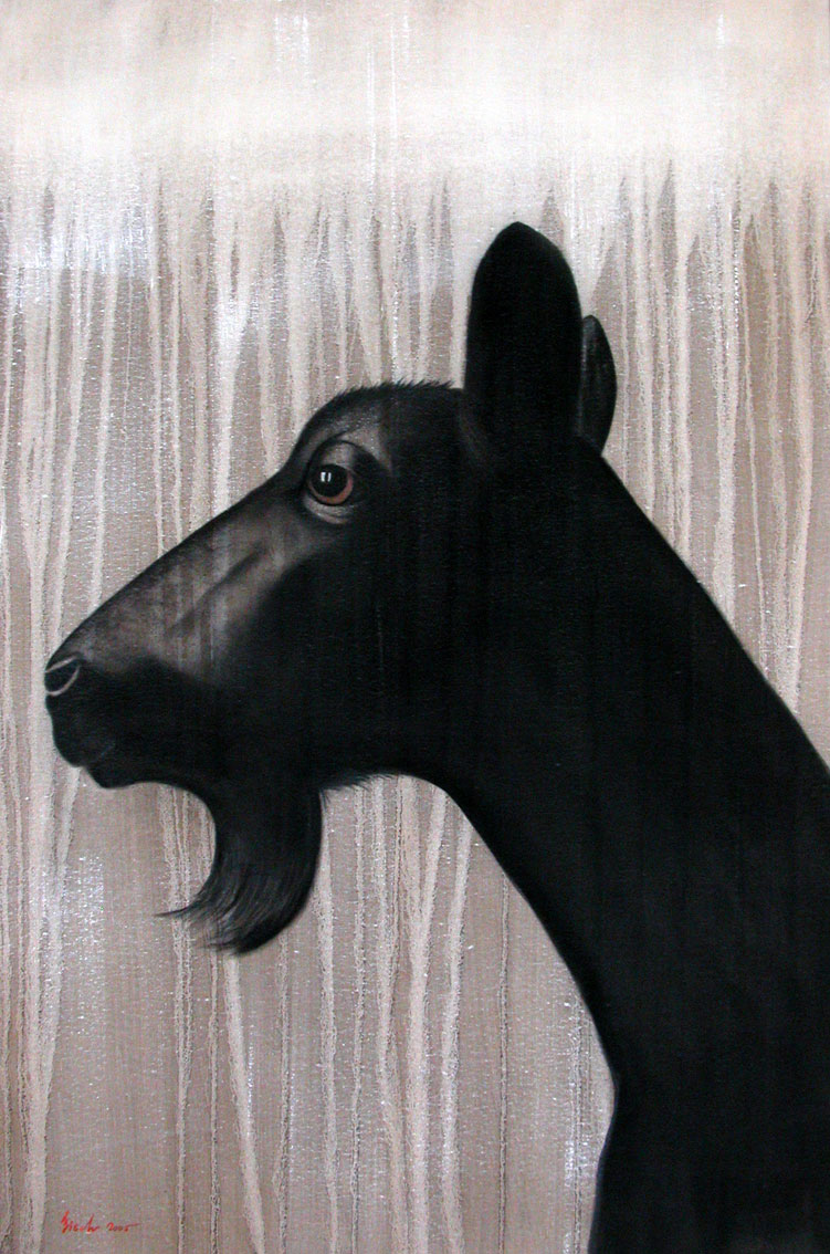 BLACK GOAT goat-black Thierry Bisch Contemporary painter animals painting art  nature biodiversity conservation 