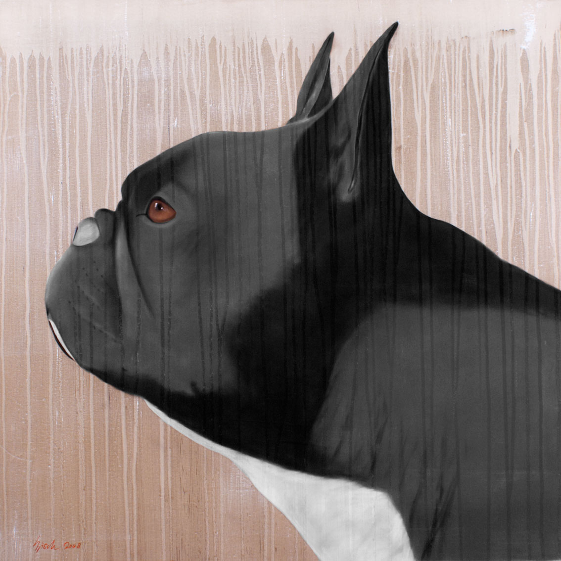 GREY FRENCHY french-bulldog-frenchy-pet Thierry Bisch Contemporary painter animals painting art  nature biodiversity conservation 