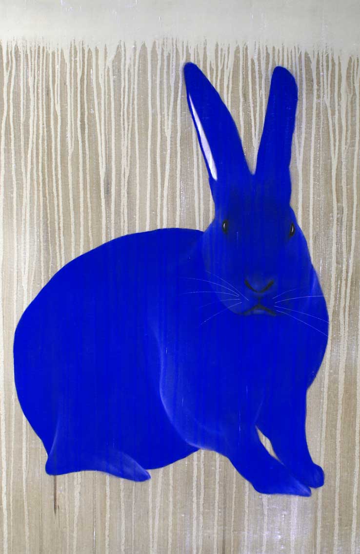Lapin-bleu rabbit Thierry Bisch Contemporary painter animals painting art  nature biodiversity conservation 