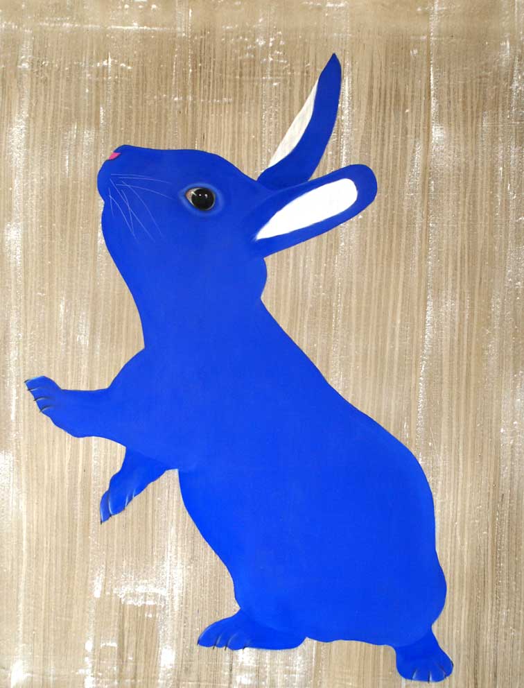 Lapin-bleu rabbit Thierry Bisch Contemporary painter animals painting art  nature biodiversity conservation 