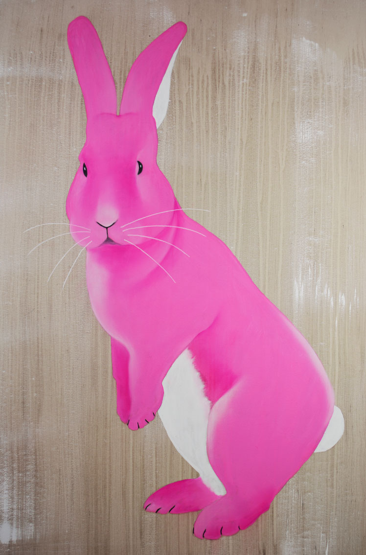 JOE RABBIT rabbit-pink-hare- Thierry Bisch Contemporary painter animals painting art  nature biodiversity conservation 