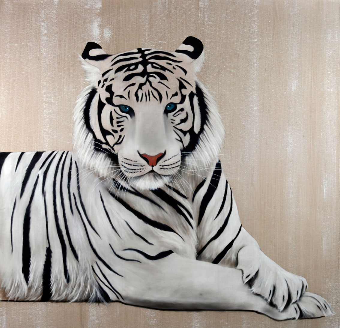 WHITE TIGER white-tiger Thierry Bisch Contemporary painter animals painting art  nature biodiversity conservation 