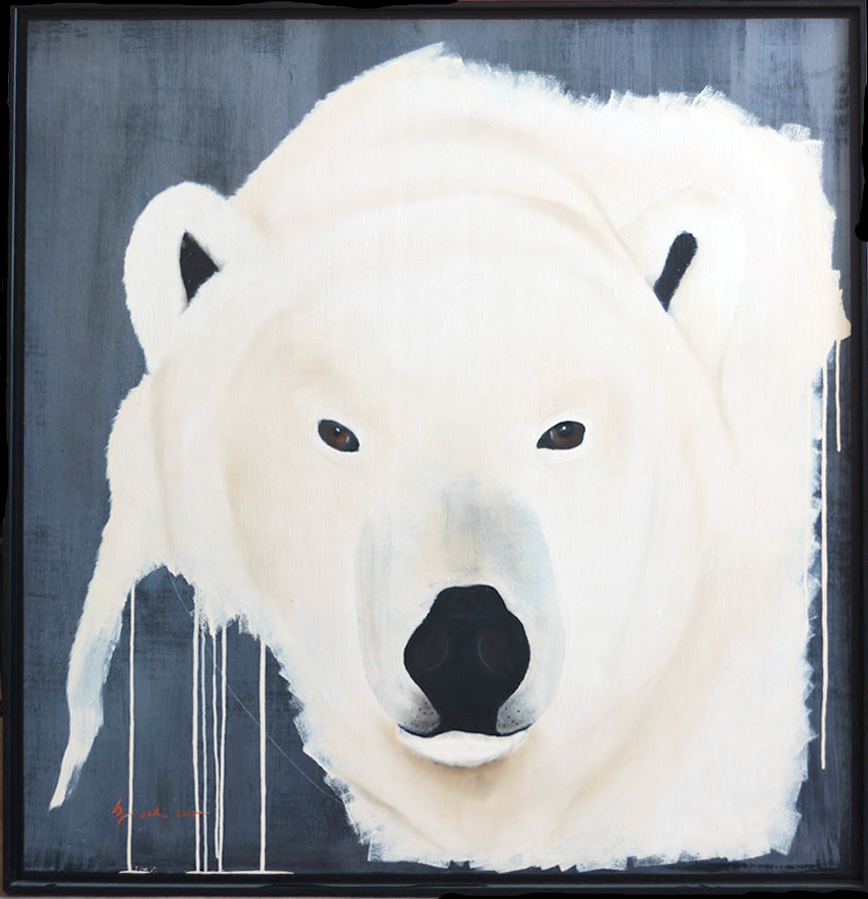 POLAR BEAR animal-painting Thierry Bisch Contemporary painter animals painting art decoration nature biodiversity conservation