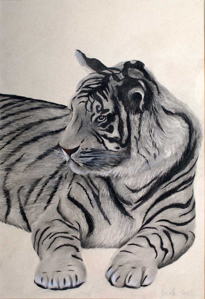  Tigre tiger Thierry Bisch Contemporary painter animals painting art  nature biodiversity conservation 