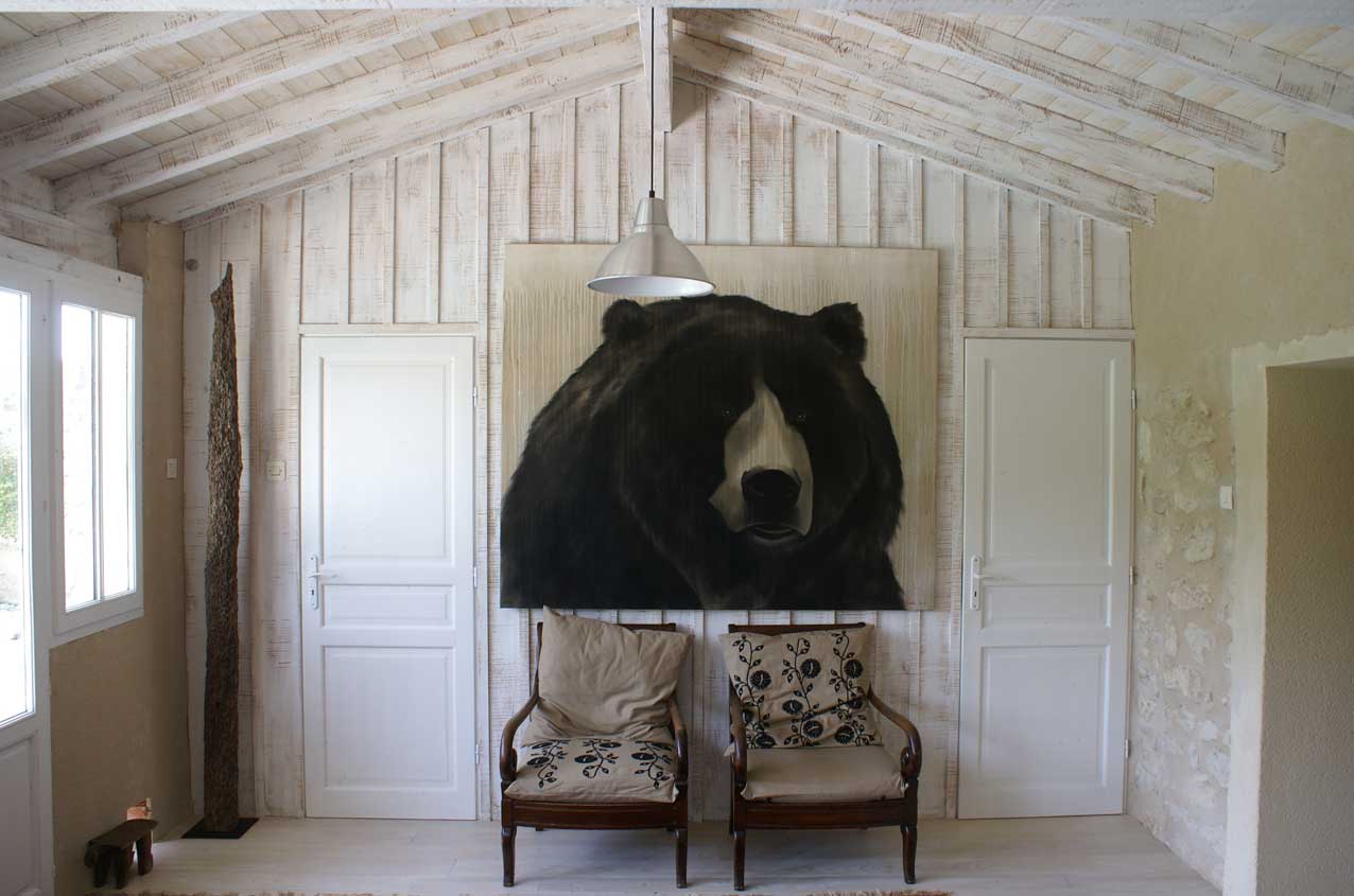 Grizzly Bear Thierry Bisch Contemporary painter animals painting art  nature biodiversity conservation 