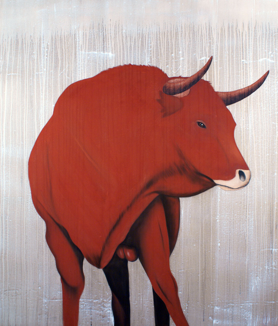 RED BULL-21 animal-painting Thierry Bisch Contemporary painter animals painting art  nature biodiversity conservation 