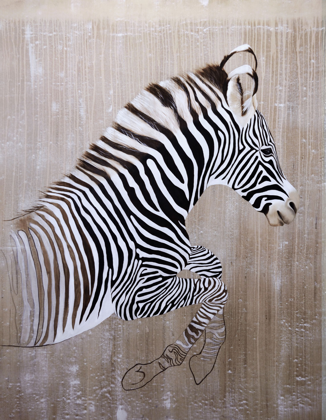 EQUUS GREVYI zebra-grevy`s-threatened-endangered-extinction- Thierry Bisch Contemporary painter animals painting art  nature biodiversity conservation 