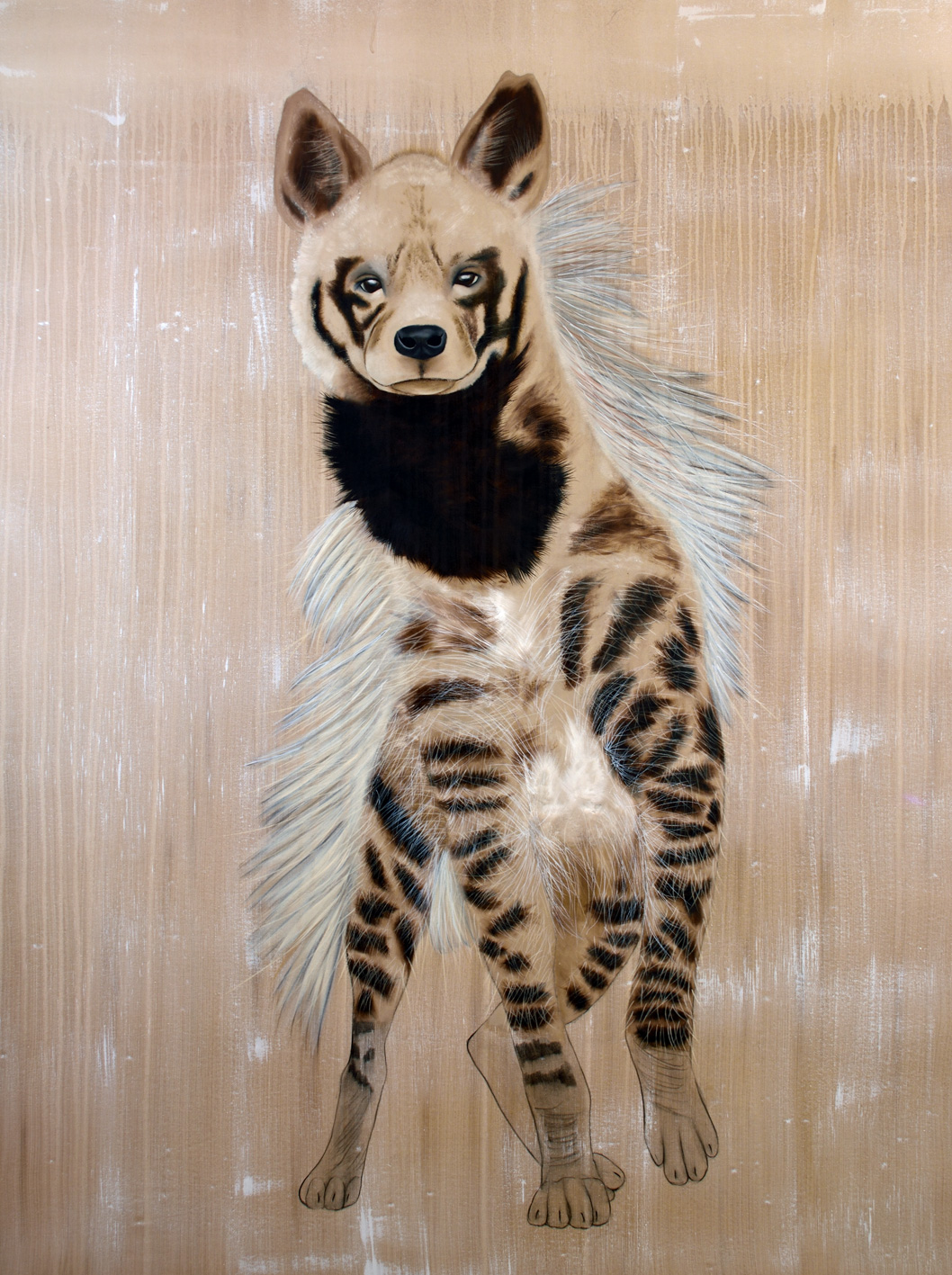 HYAENA hyaena striped-hyena-hyaena Thierry Bisch Contemporary painter animals painting art  nature biodiversity conservation 