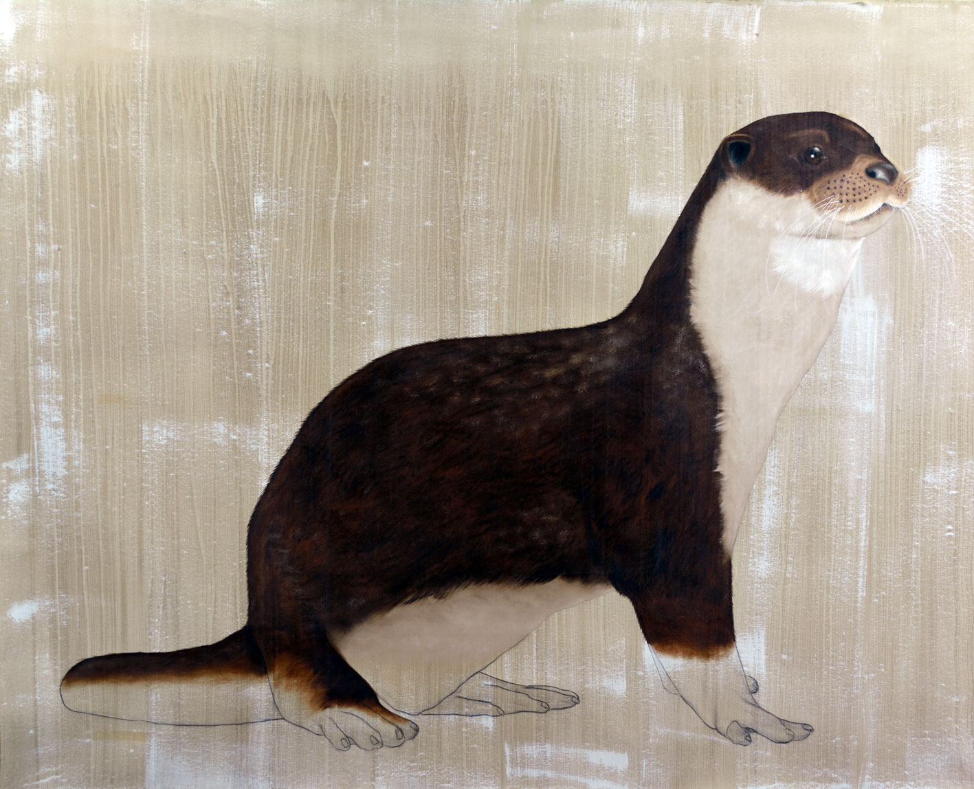 Lutra Lutra otter-lutra Thierry Bisch Contemporary painter animals painting art  nature biodiversity conservation 