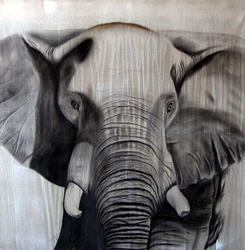 ELEPHANT-5 élephant-elephant Thierry Bisch artiste peintre contemporain animaux tableau art décoration biodiversité conservation 