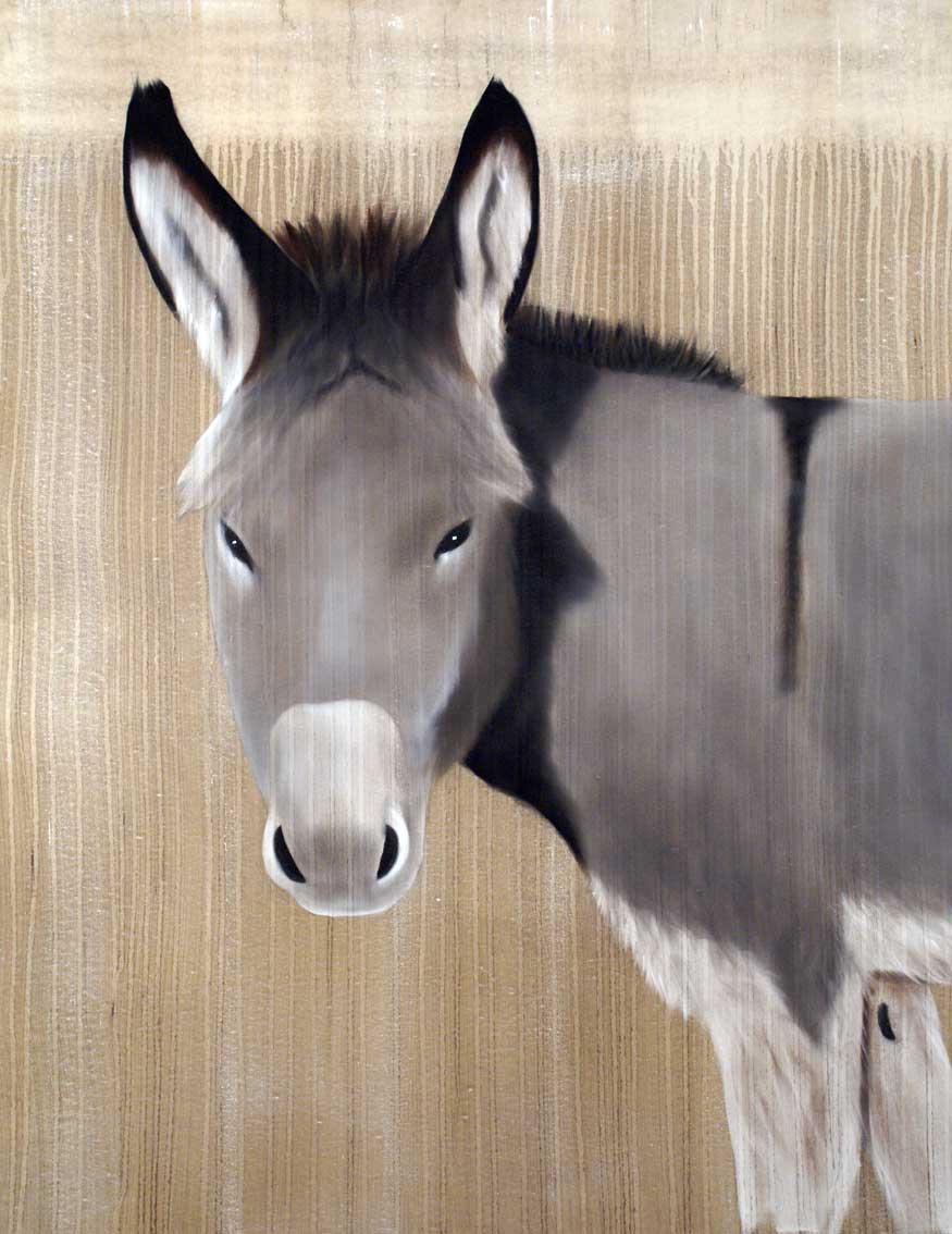 Ane-gris âne-ane Thierry Bisch artiste peintre contemporain animaux tableau art décoration biodiversité conservation 