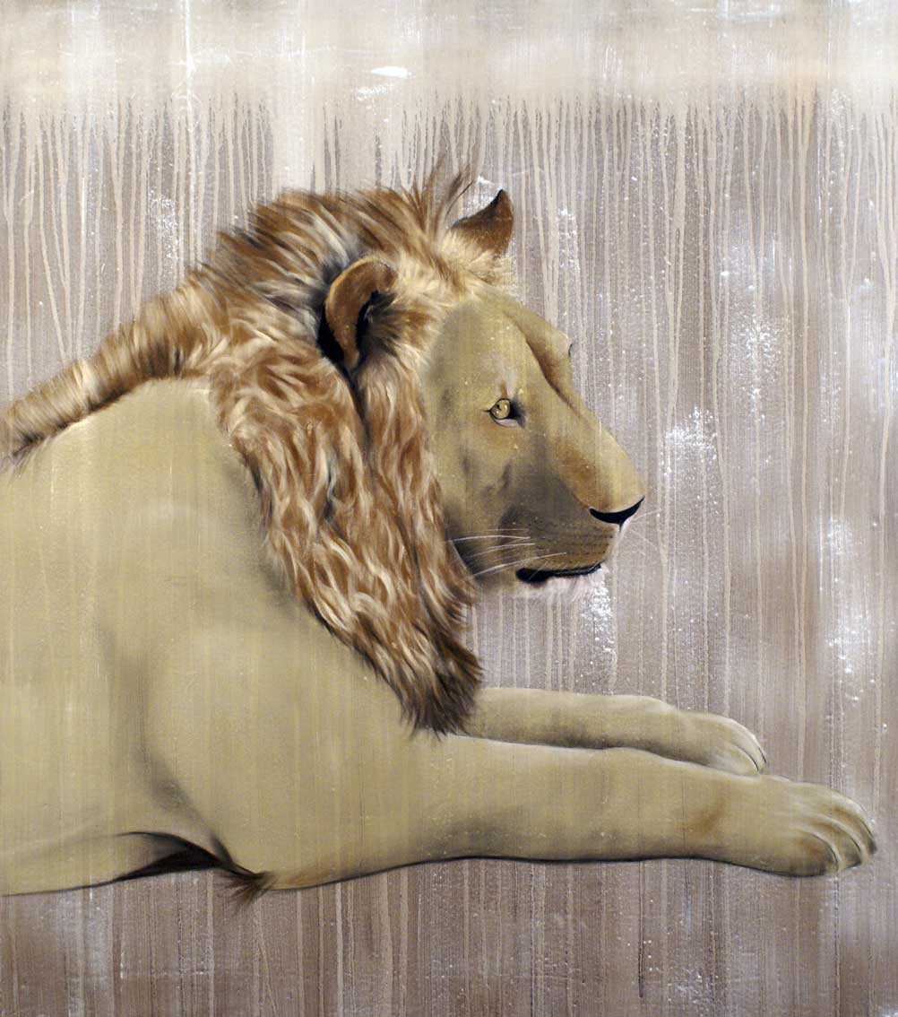 Lion-2 Lion Thierry Bisch artiste peintre animaux tableau art  nature biodiversité conservation  