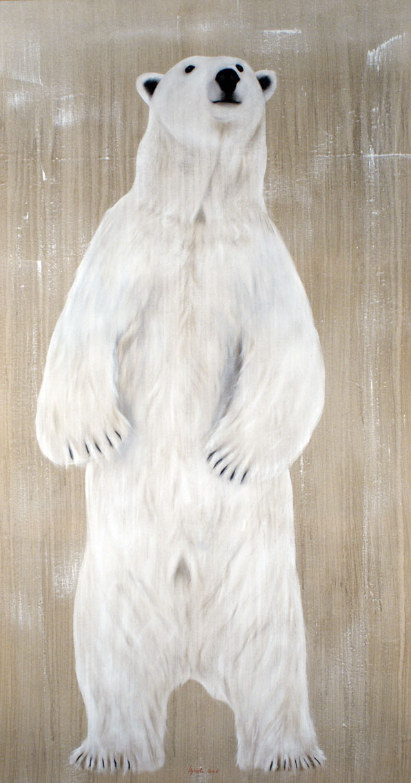 Standing-PB ours-blanc Thierry Bisch artiste peintre contemporain animaux tableau art décoration biodiversité conservation 