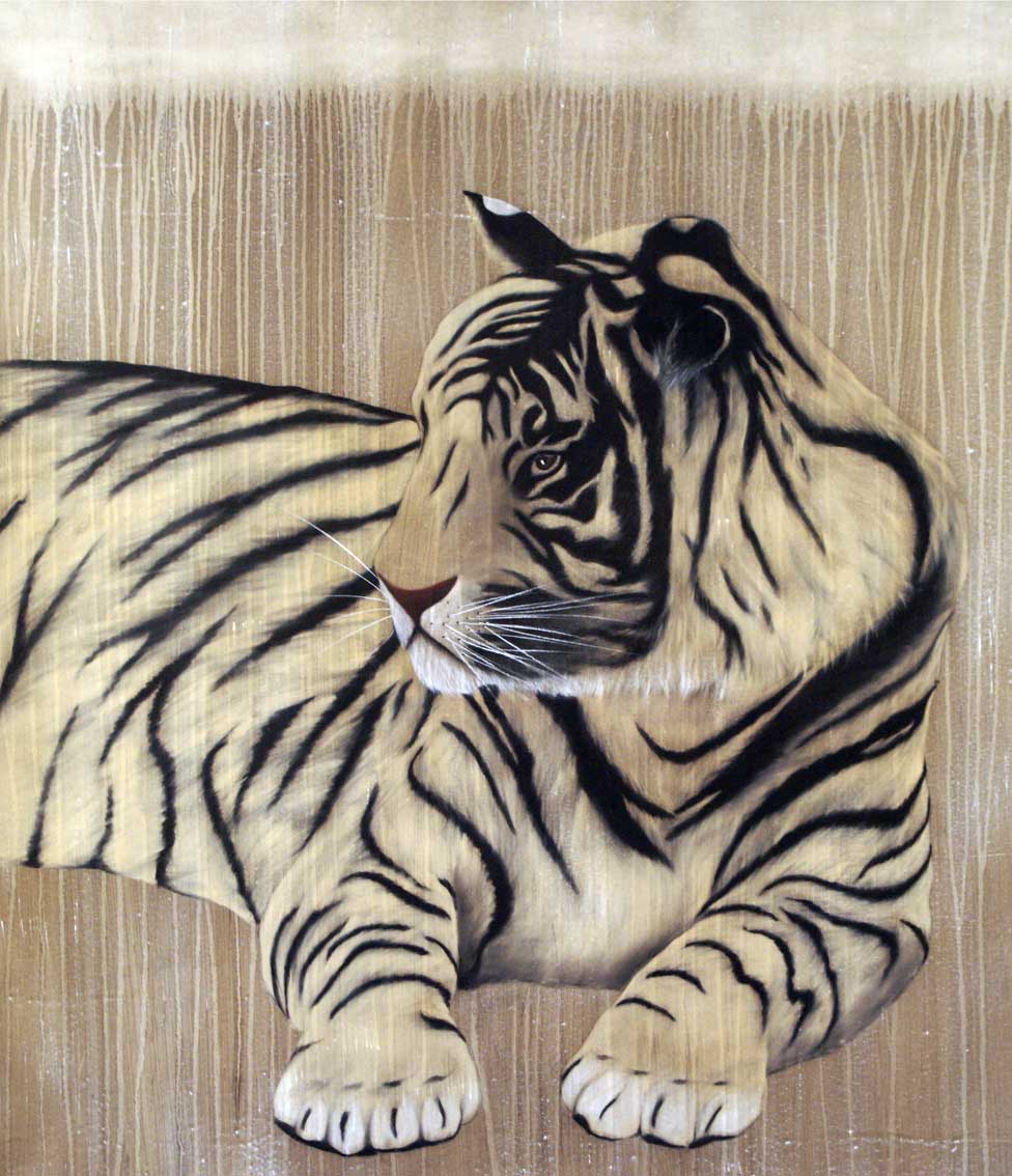TIGER tigre Thierry Bisch artiste peintre animaux tableau art  nature biodiversité conservation  