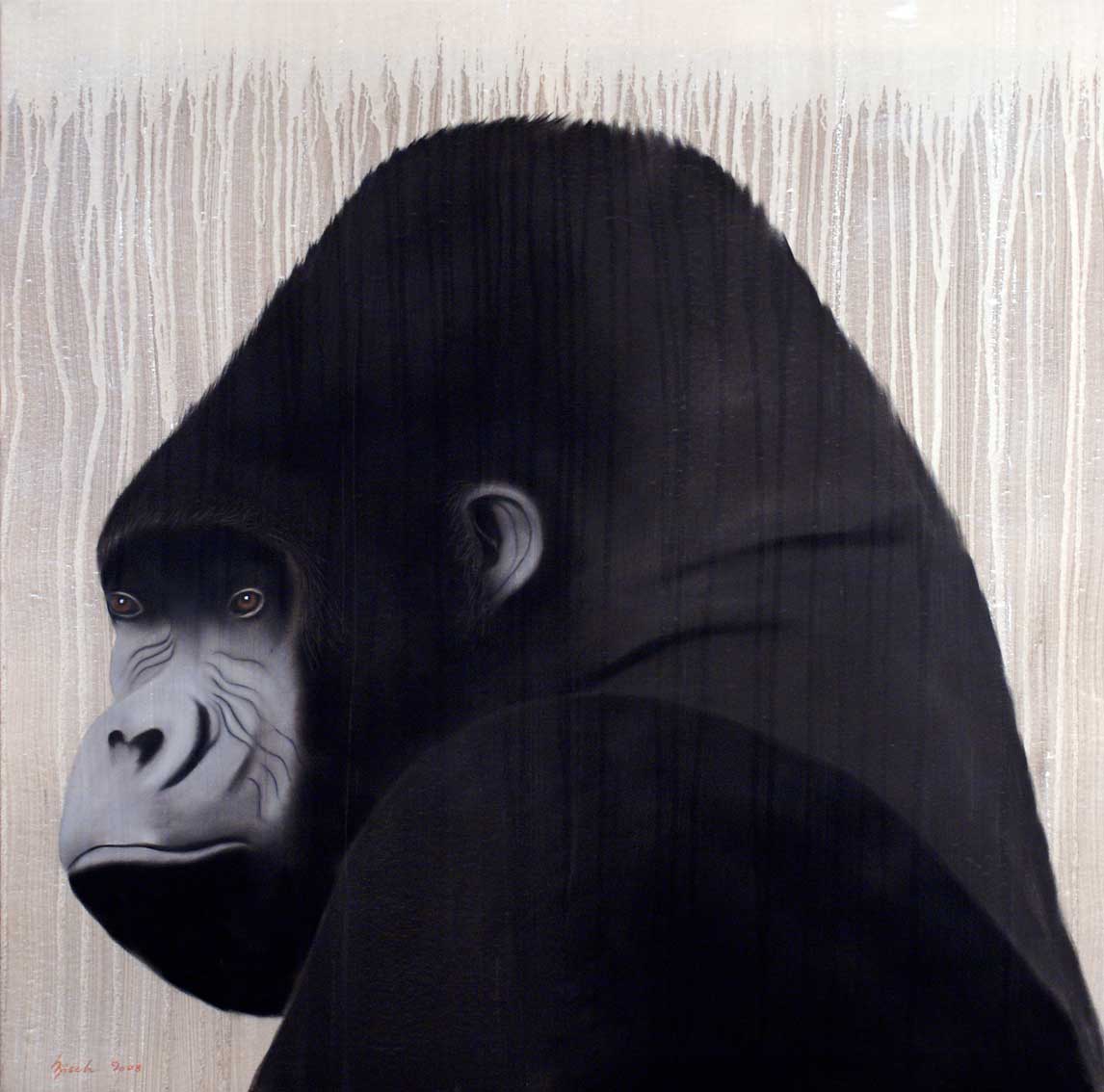 Gorille Gorille-singe Thierry Bisch artiste peintre animaux tableau art  nature biodiversité conservation  