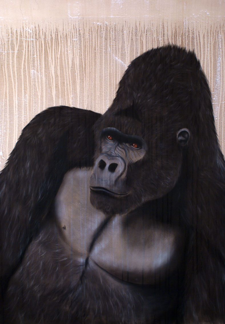 Gorille Gorille-singe Thierry Bisch artiste peintre animaux tableau art  nature biodiversité conservation  