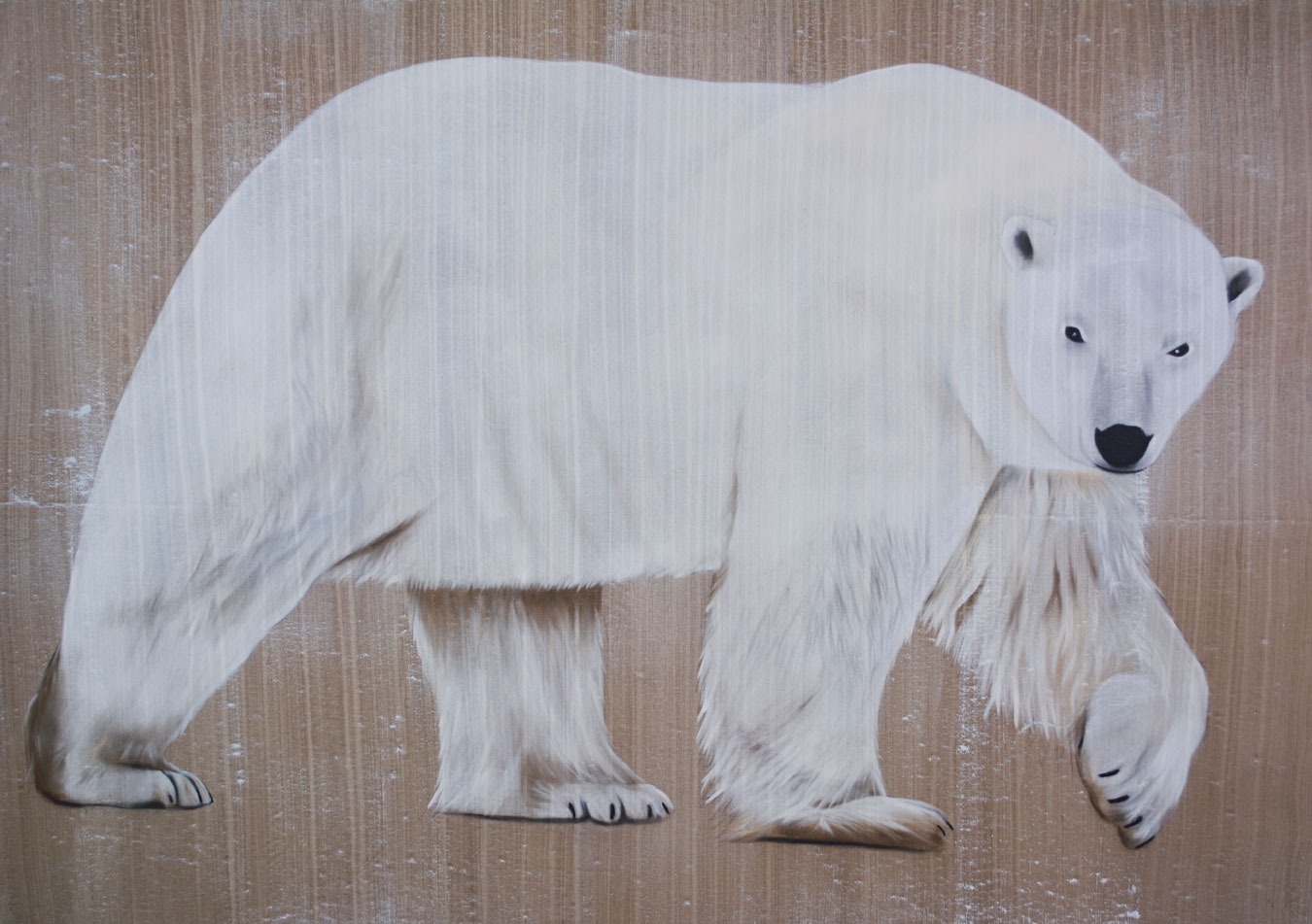 POLAR BEAR 17 peinture-animalière Thierry Bisch artiste peintre animaux tableau art  nature biodiversité conservation  