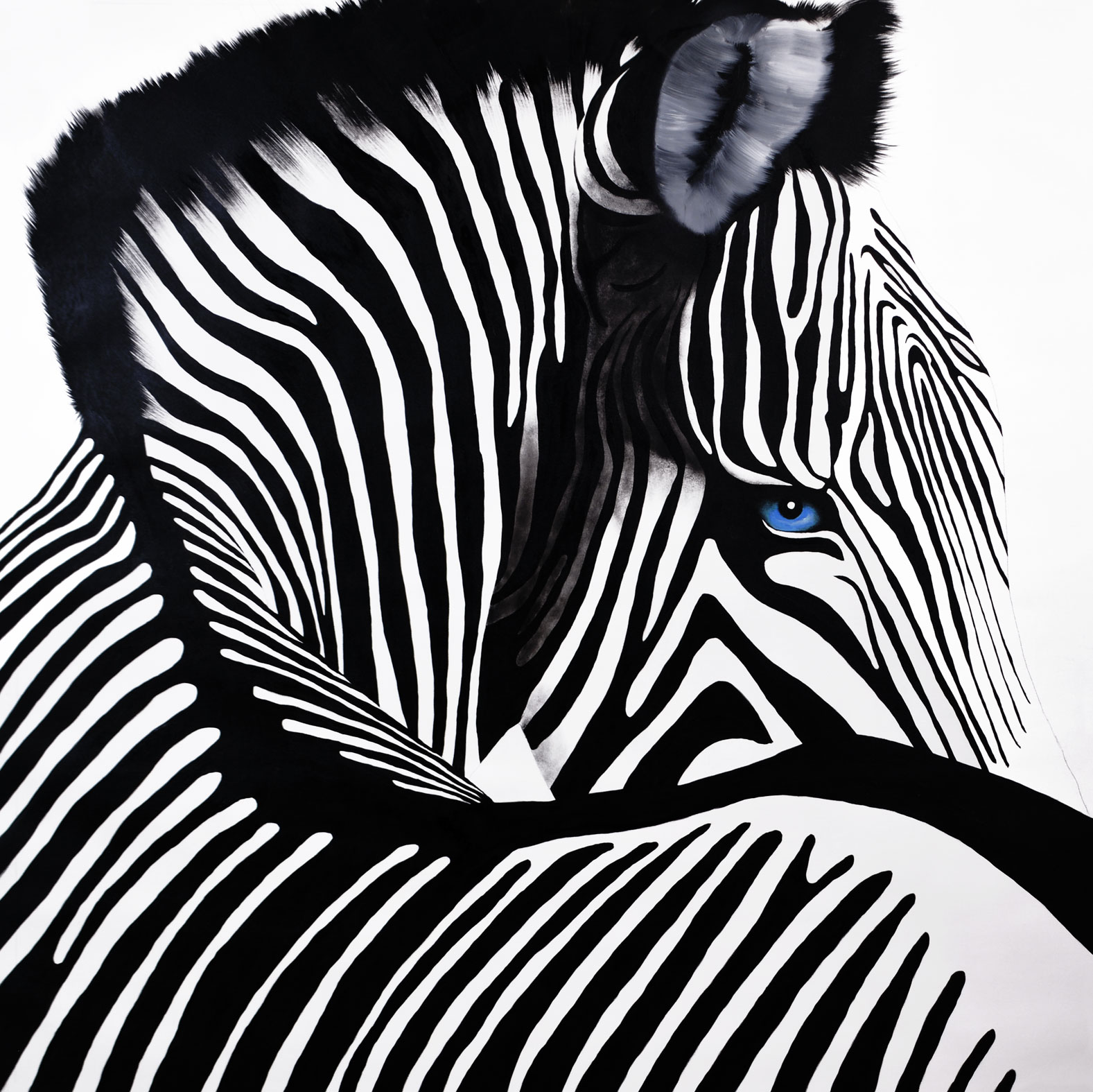 ZEBRA-2---2024 Zèbre Thierry Bisch artiste peintre contemporain animaux tableau art décoration biodiversité conservation 