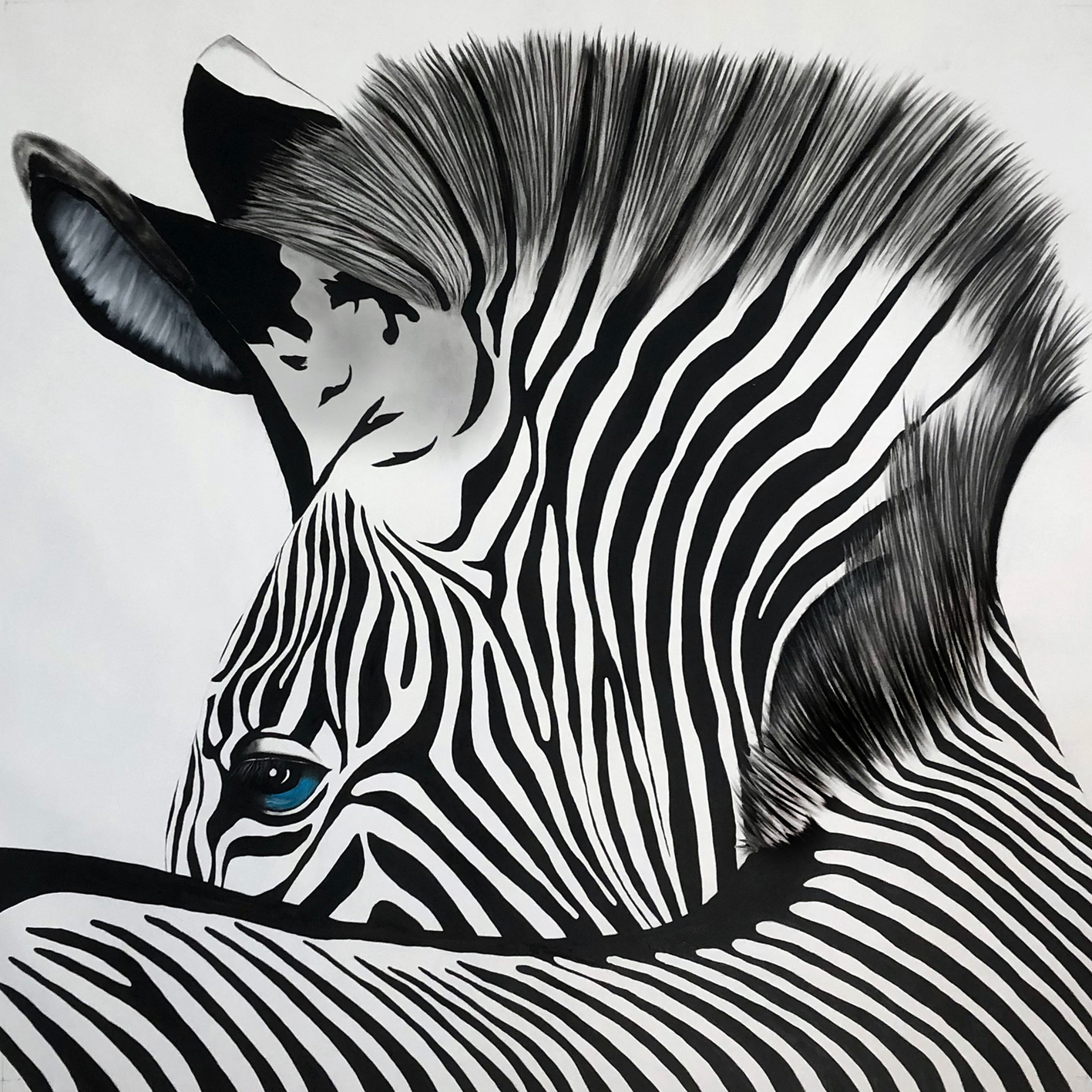 ZEBRA-3-2024  Thierry Bisch artiste peintre contemporain animaux tableau art décoration biodiversité conservation 