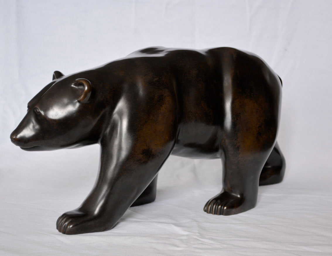 THE-WALKING-BEAR bronze-cire-perdue-ours-marchant-en Thierry Bisch artiste peintre animaux tableau art  nature biodiversité conservation  