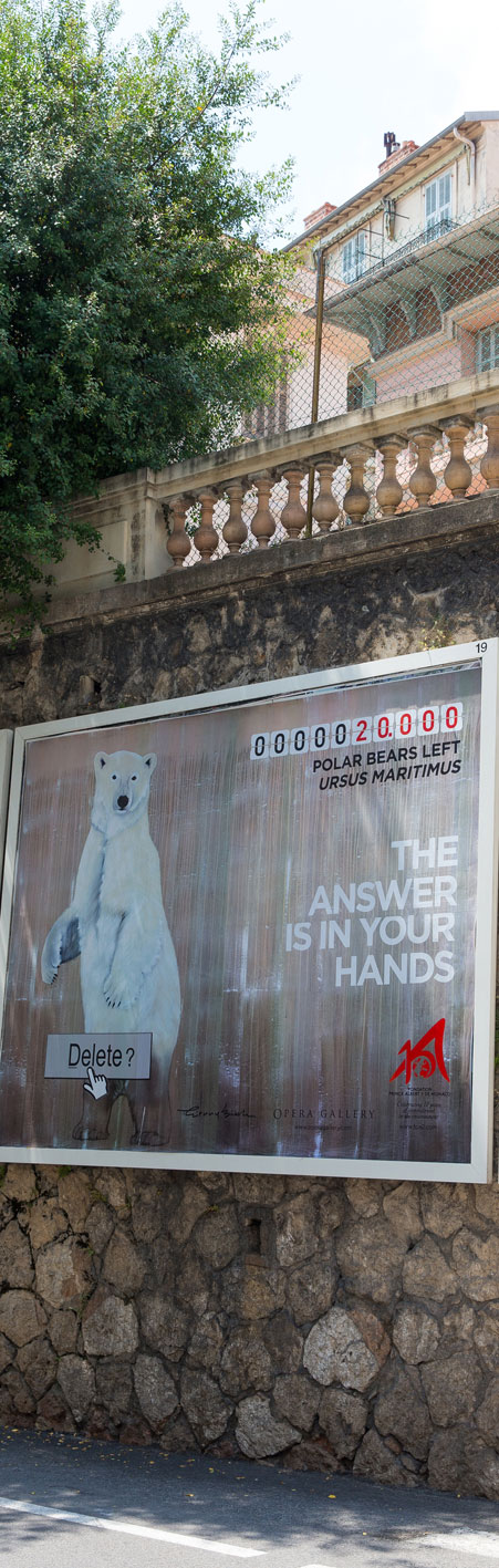 affiche ours ursus-maritimus-ours-blanc-polaire-extinction-protégé-disparition Thierry Bisch artiste peintre animaux tableau art  nature biodiversité conservation  