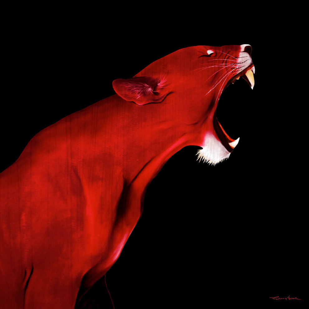 LIONESS RED LIONNE Thierry Bisch artiste peintre animaux tableau art  nature biodiversité conservation  