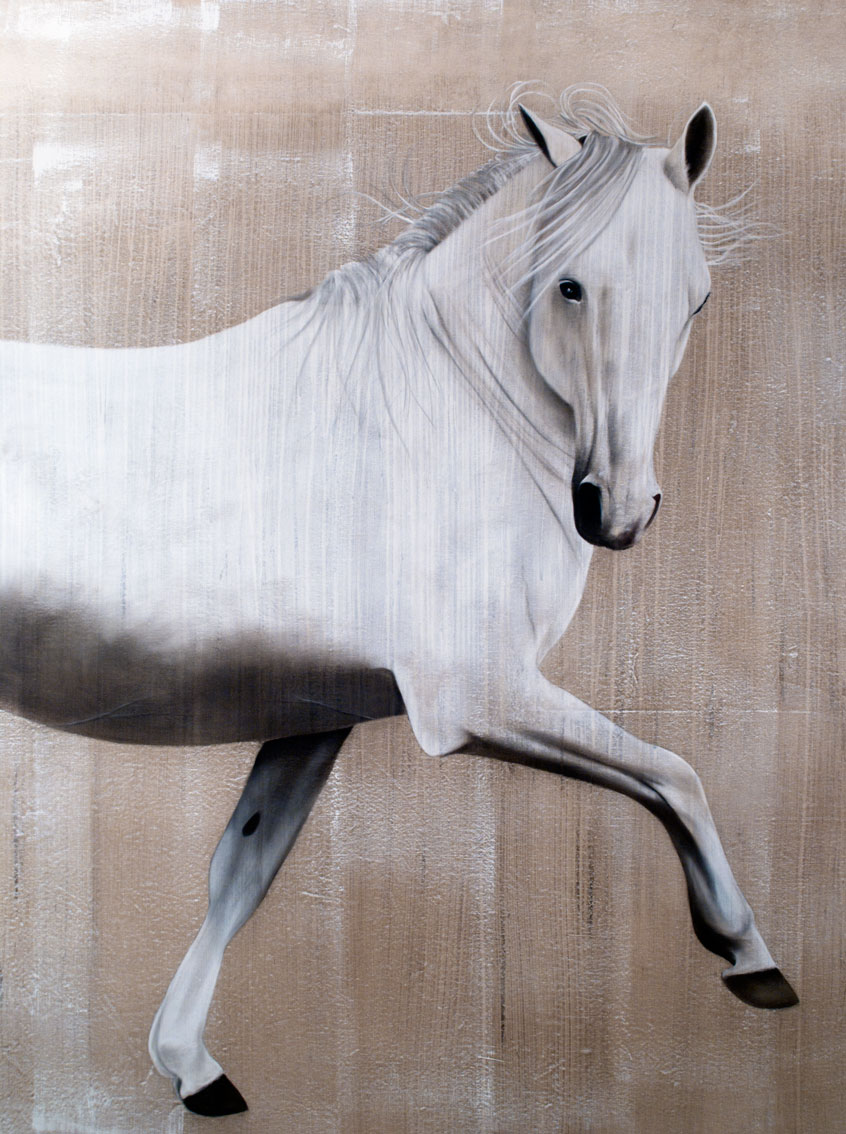 Darham cheval-Pur-sang-arabe Thierry Bisch artiste peintre animaux tableau art  nature biodiversité conservation  
