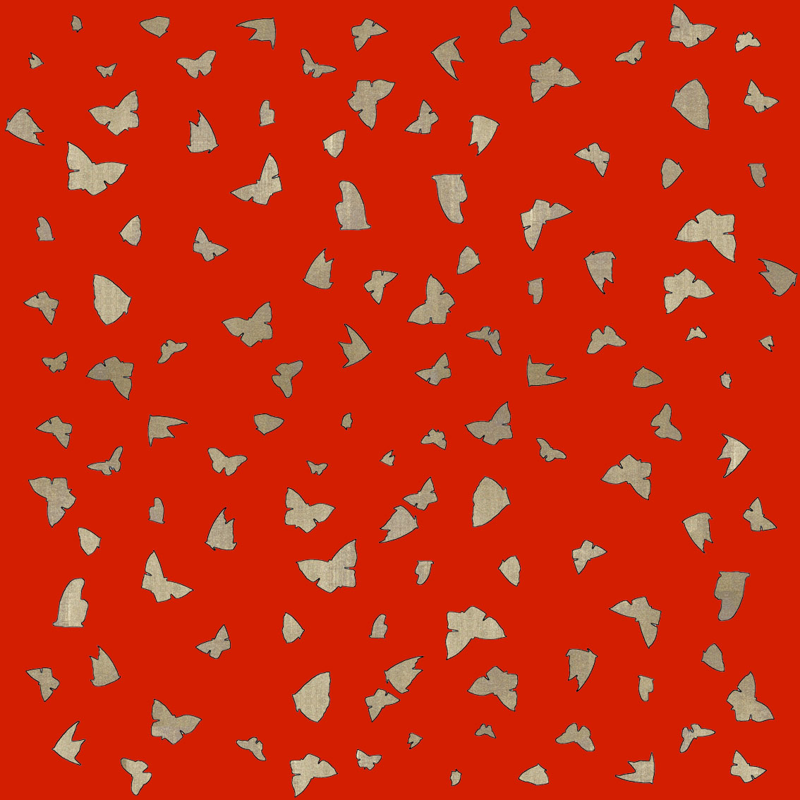 Golden Butterflies on Chinese Red Papillon-lépidoptère-sphynx-aurore-bombyx-paon-du-jour-monarque Thierry Bisch artiste peintre contemporain animaux tableau art décoration biodiversité conservation 