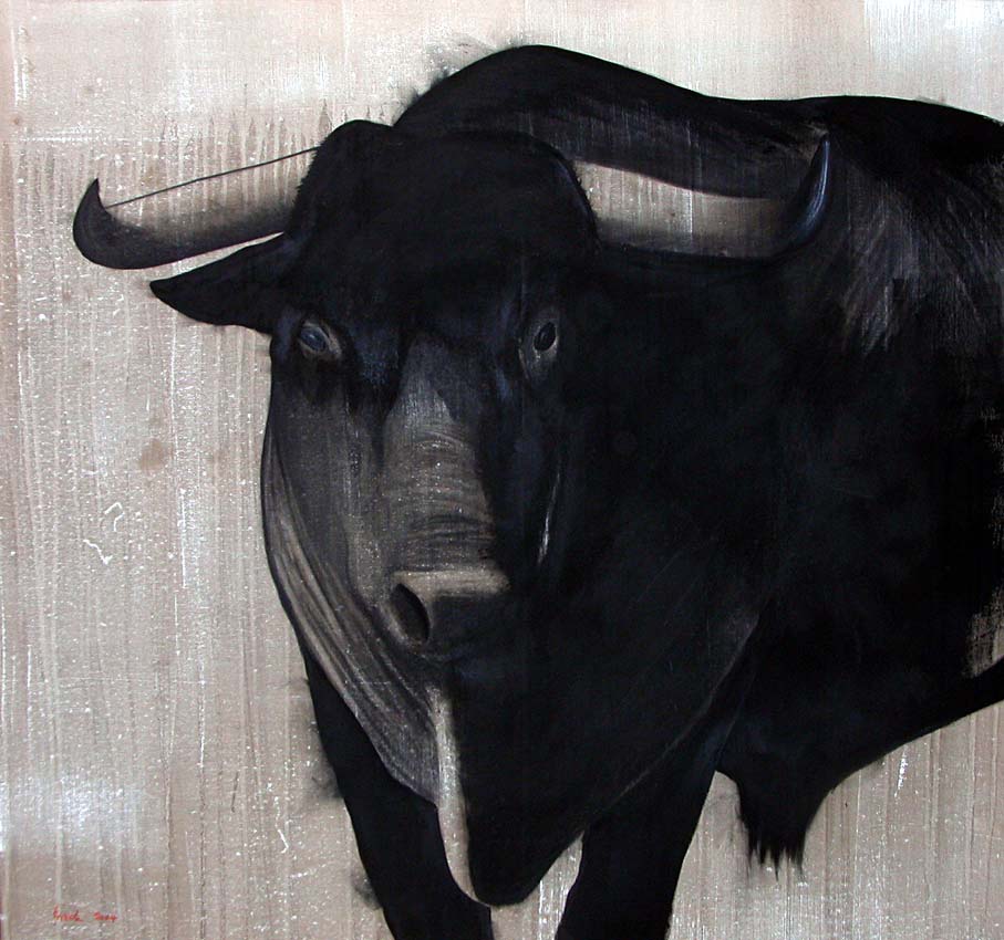 ISELITO taureau Thierry Bisch artiste peintre animaux tableau art  nature biodiversité conservation  