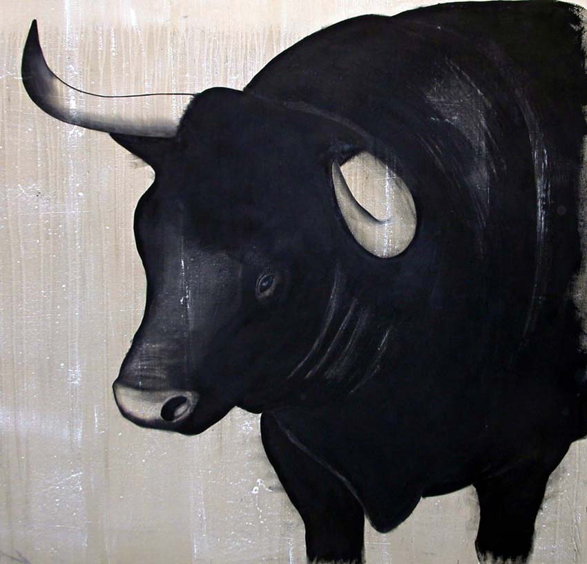 SILVIO taureau Thierry Bisch artiste peintre animaux tableau art  nature biodiversité conservation  