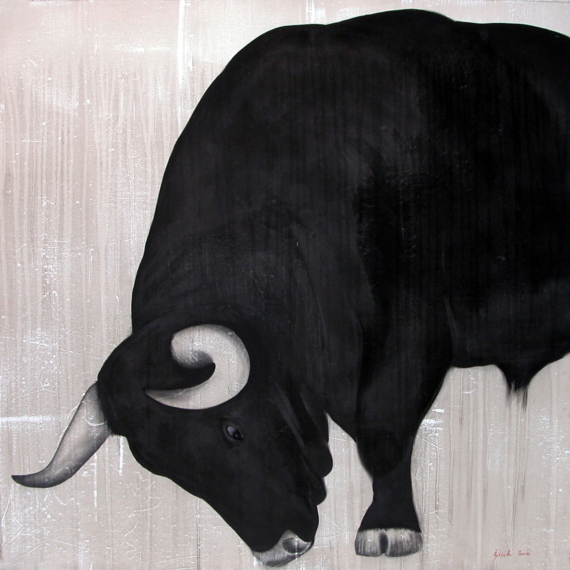 PABLITO taureau-toro-de-combat Thierry Bisch artiste peintre animaux tableau art  nature biodiversité conservation  