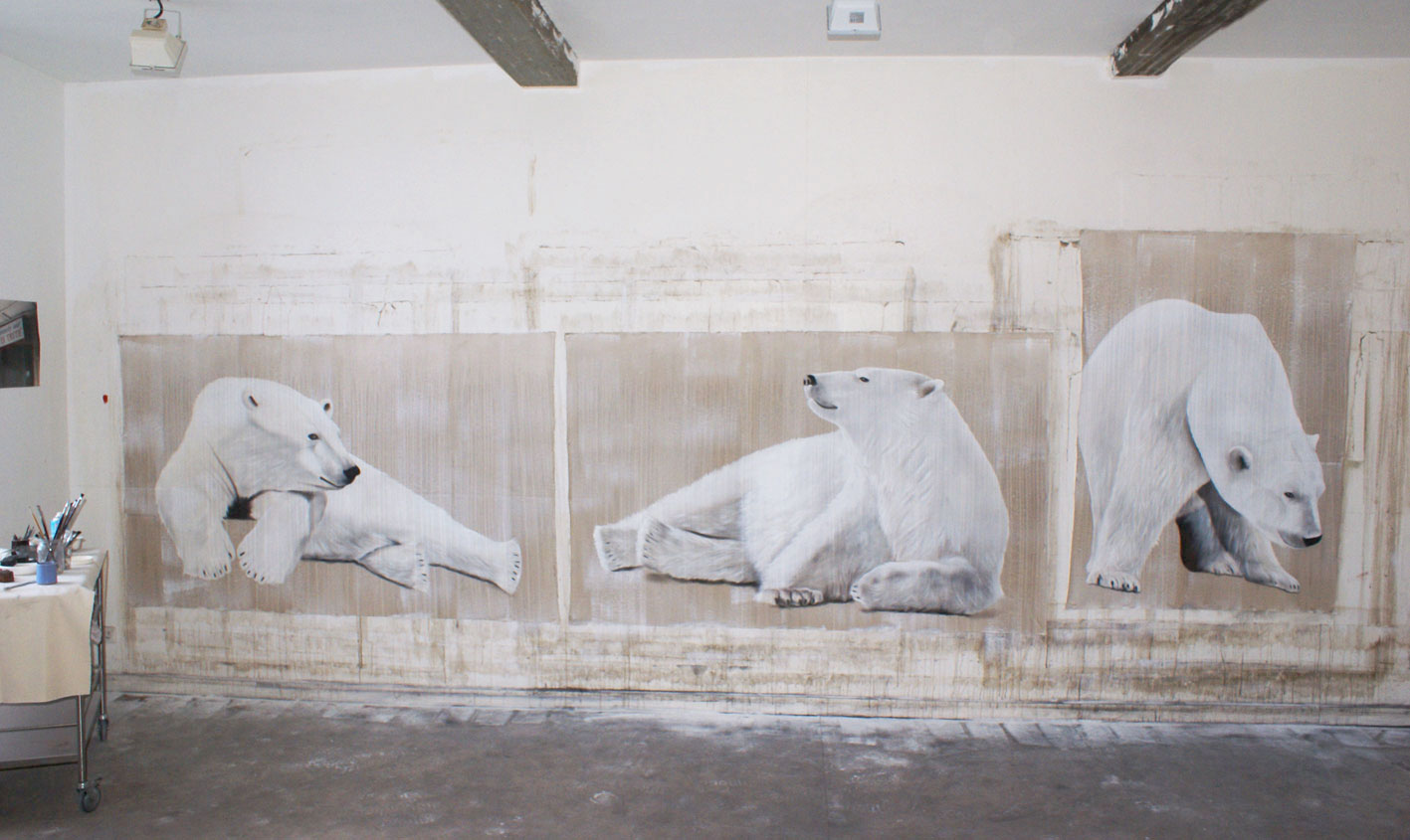 Polar Bears ours-polaire-blanc Thierry Bisch artiste peintre contemporain animaux tableau art  nature biodiversité conservation  