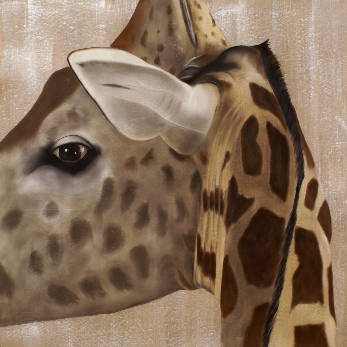 GIRAFFE CLOSE-UP Girafe Thierry Bisch artiste peintre animaux tableau art  nature biodiversité conservation  
