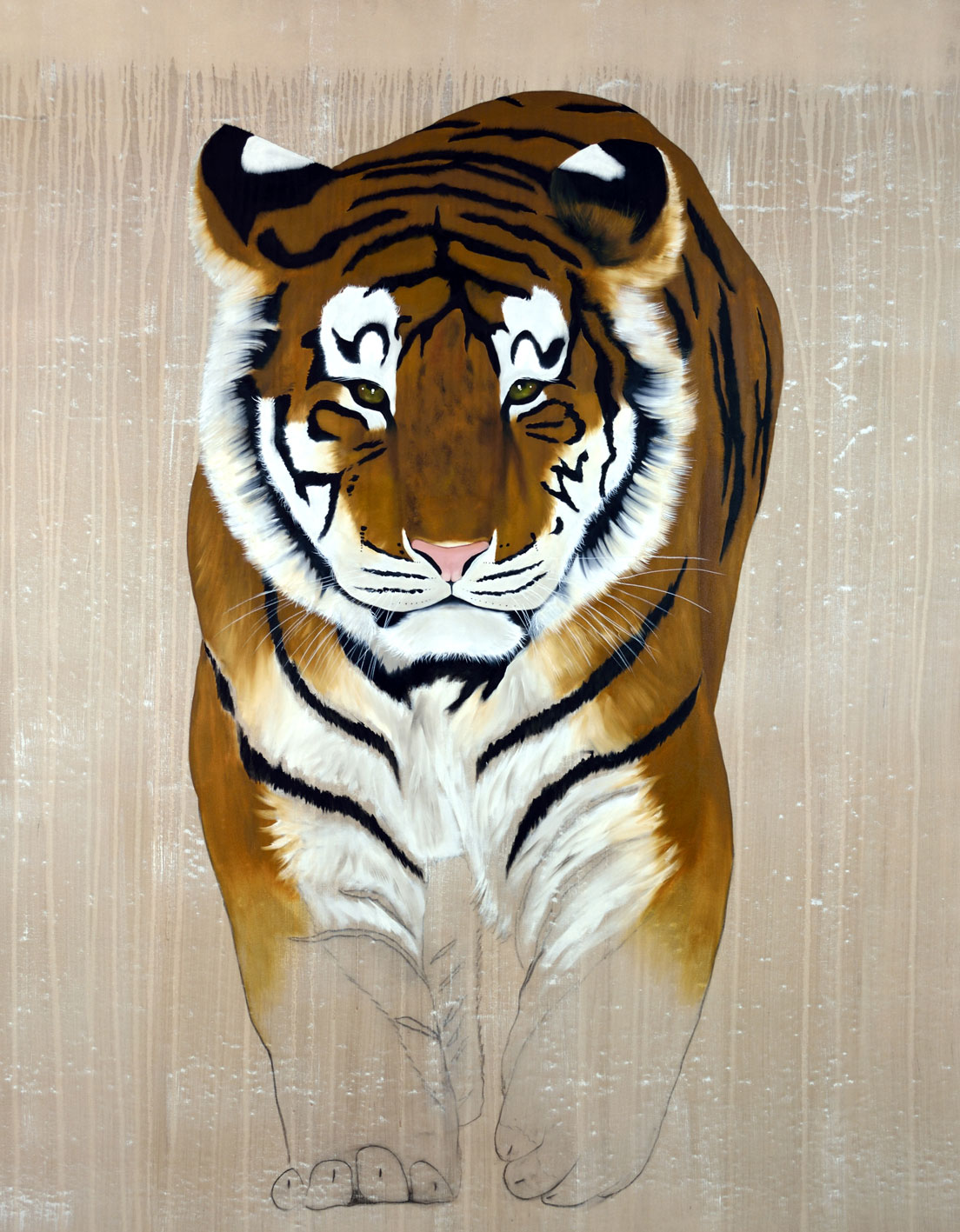 PANTHERA TIGRIS ALTAICA tigre-de-sibérie-l`amour-l`amur-menacé-extinction-protégé-disparition Thierry Bisch artiste peintre animaux tableau art  nature biodiversité conservation  