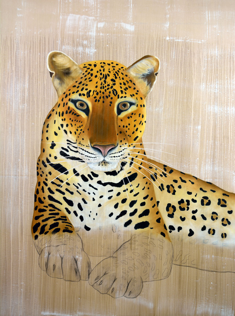 PANTHERA-PARDUS-PANTHERA panthère-de-barbarie-l`atlas-leopard Thierry Bisch artiste peintre animaux tableau art  nature biodiversité conservation  