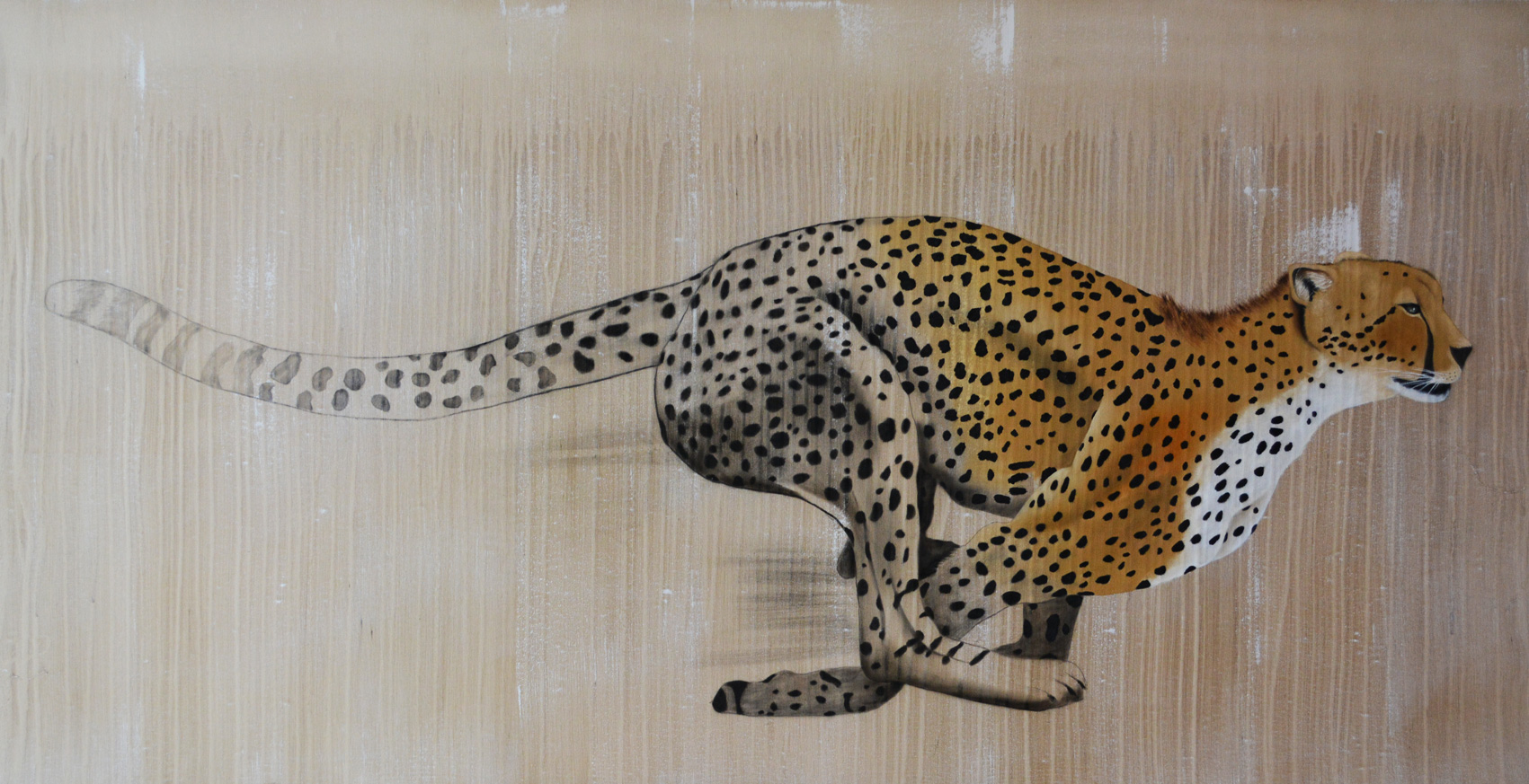 ACYNONYX-JUBATUS guepard-acynonyx-jubatus-delete-extinction-protégé-disparition Thierry Bisch artiste peintre contemporain animaux tableau art décoration biodiversité conservation 