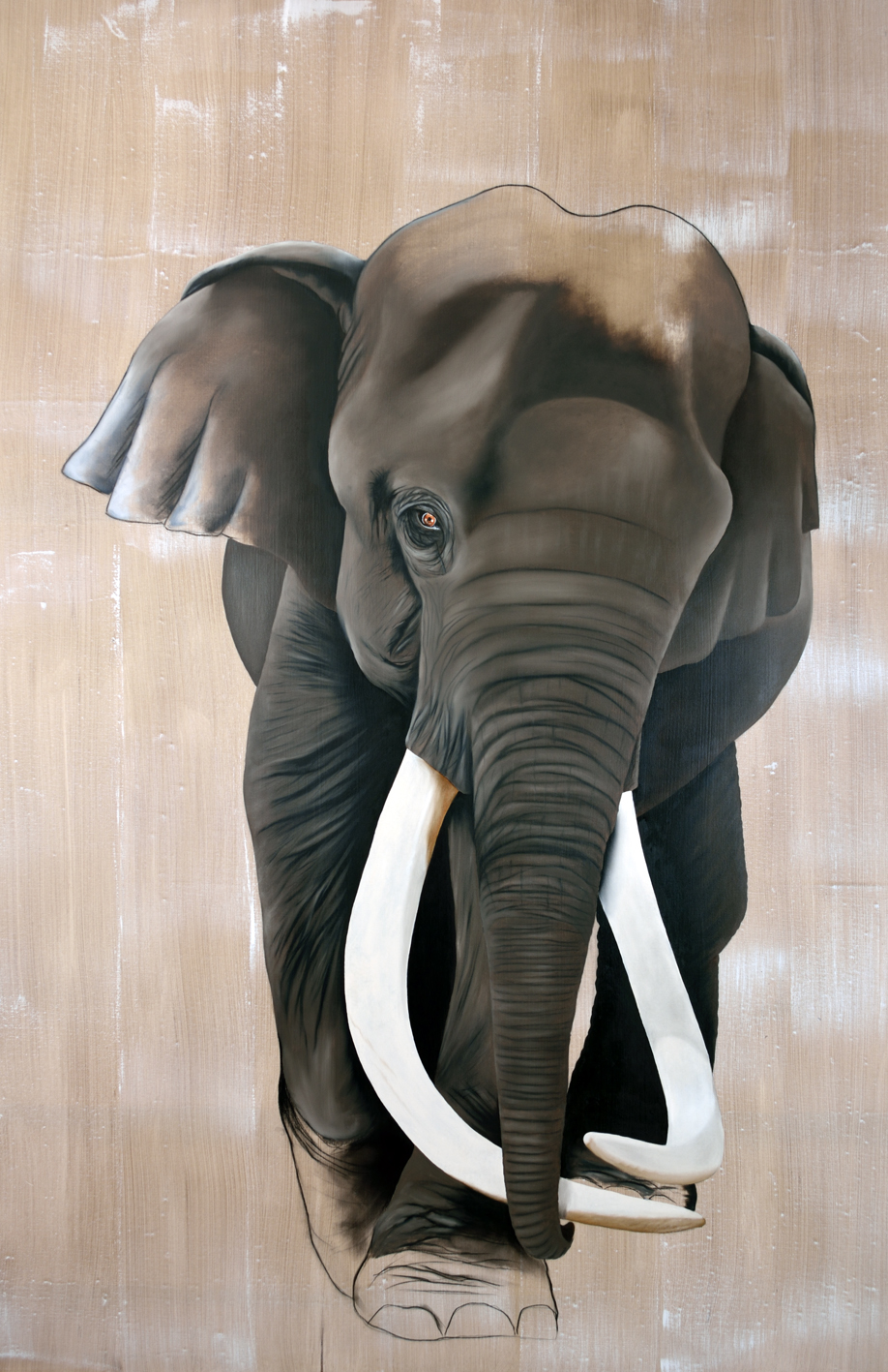 ELEPHAS-MAXIMUS éléphant-elephas-maximus Thierry Bisch artiste peintre contemporain animaux tableau art décoration biodiversité conservation 