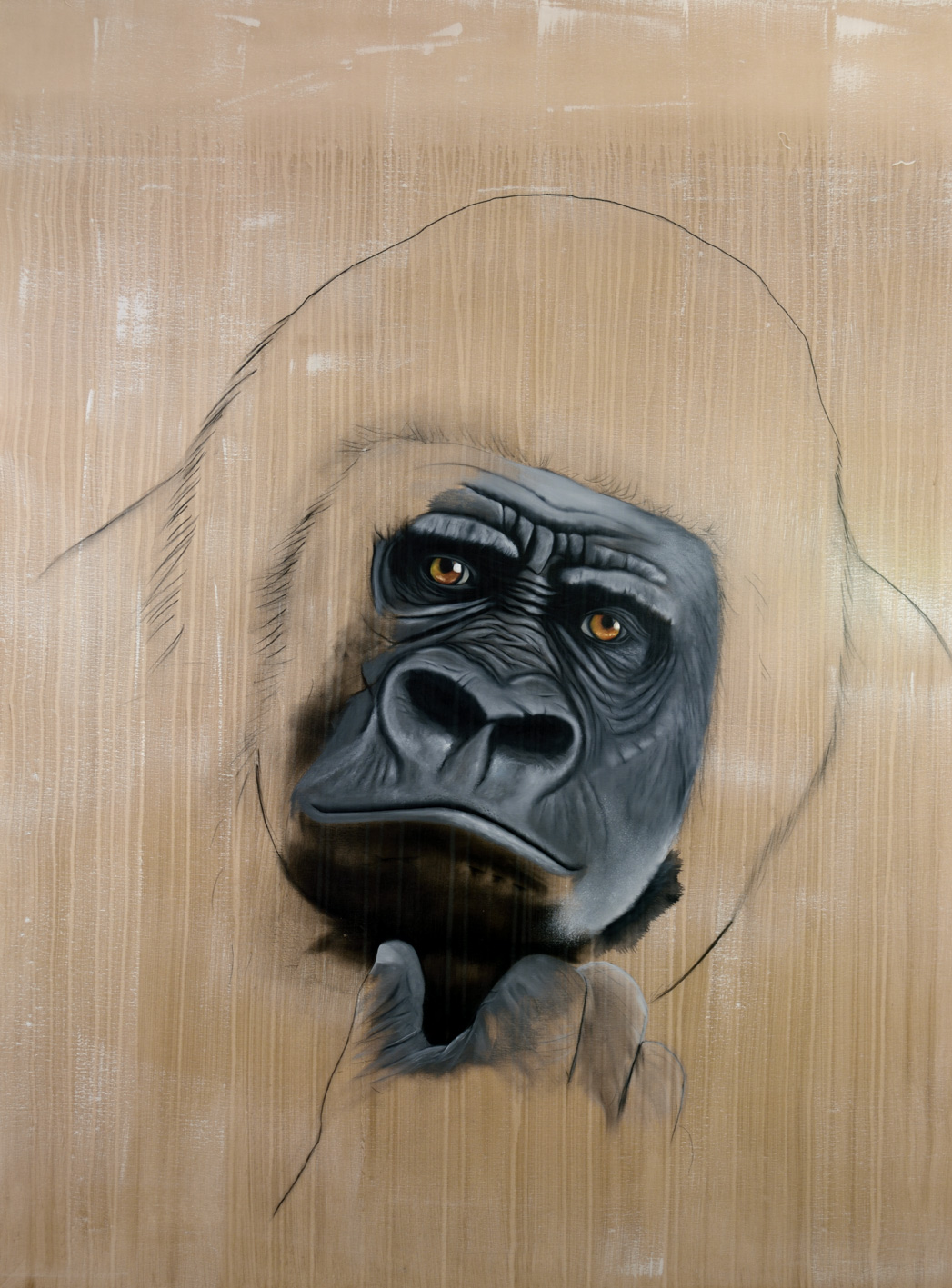 GORILLA-GORILLA gorille-des-plaines-gorilla-delete-extinction-protégé-disparition
 Thierry Bisch artiste peintre contemporain animaux tableau art décoration biodiversité conservation 