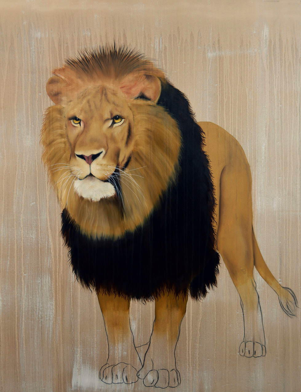 PANTHERA-LEO lion-panthera-leo Thierry Bisch artiste peintre animaux tableau art  nature biodiversité conservation  