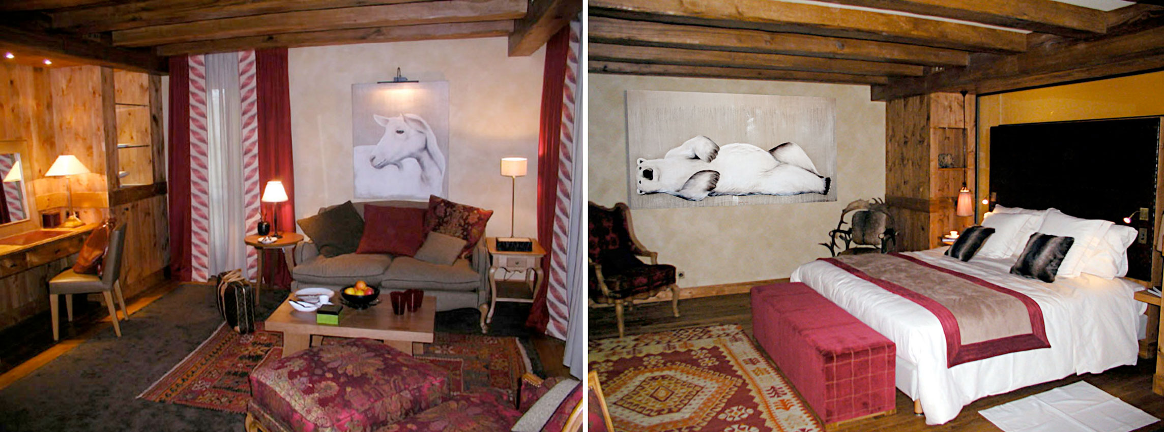 chambre cheval blanc hotel-cheval-blanc-courchevel-ski-montagne-de-luxe-alpes-france Thierry Bisch artiste peintre animaux tableau art  nature biodiversité conservation  
