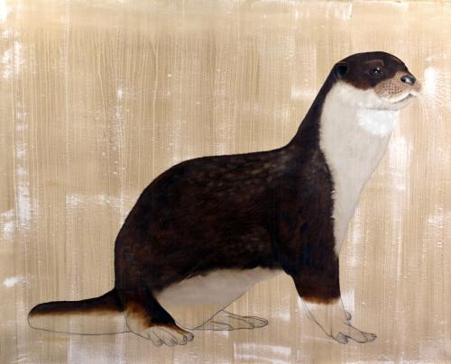  loutre lutra delete extinction protégé disparition Thierry Bisch artiste peintre contemporain animaux tableau art décoration biodiversité conservation 