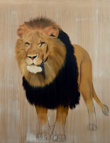  lion panthera-leo Thierry Bisch artiste peintre contemporain animaux tableau art décoration biodiversité conservation 