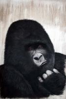 Molho Gorille-singe Thierry Bisch artiste peintre contemporain animaux tableau art  nature biodiversité conservation 