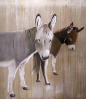 Fiona & Romeo   Peinture animalière, art animalier, peintre tableau animal, cheval, ours, élephant, chien sur toile et décoration par Thierry Bisch 