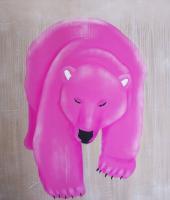PINK-BEAR ours-rose Thierry Bisch artiste peintre animaux tableau art  nature biodiversité conservation 