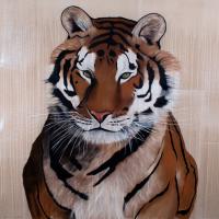 ROYAL TIGER   Animal painting, wildlife painter.Dogs, bears, elephants, bulls on canvas for art and decoration by Thierry Bisch 