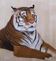 TIGER tigre-du-bengale-royal Thierry Bisch artiste peintre animaux tableau art  nature biodiversité conservation 